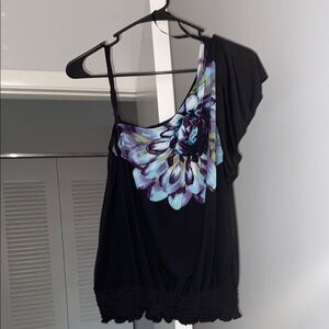 Vintage Bcx One Shoulder Floral Women's Top
